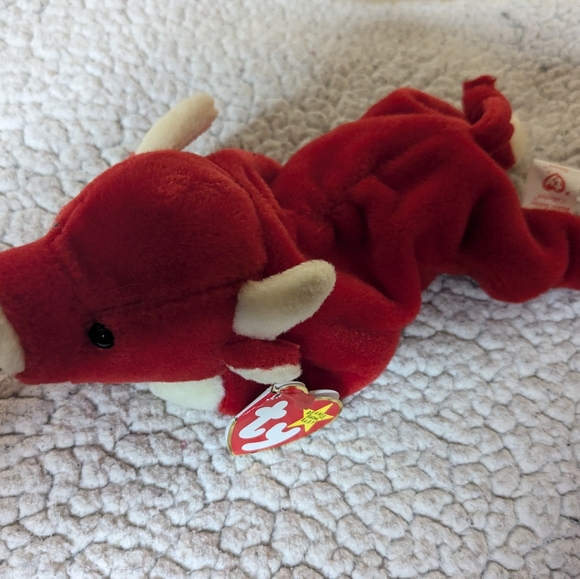 Red Bull (cow), Snort, Ty Beanie Baby, farm rodeo collectible, plush toy - Picture 2 of 6
